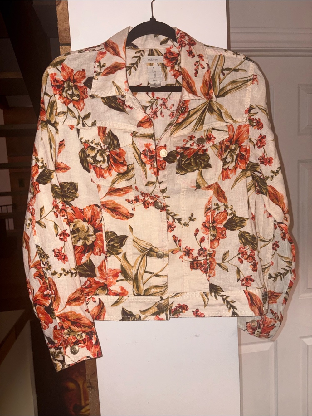 🍂 Joie 100% Linen Floral Jacket – Perfect Fall Layer
